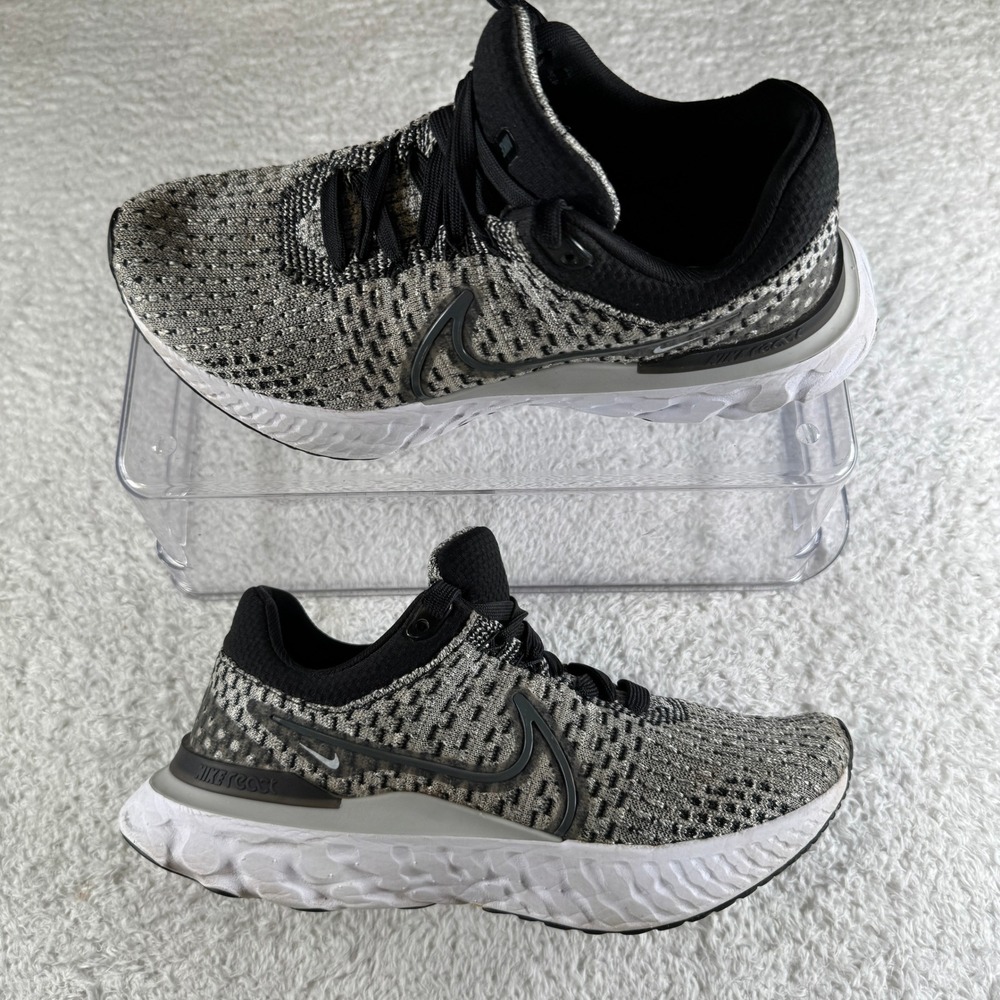 Nike React Infinity Run Flyknit 3 Women 6.5 Grey Black Excellent Shoes Sneakers